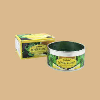 Preview: Goloka Zitrone & Minze Duftkerze im Metalldöschen